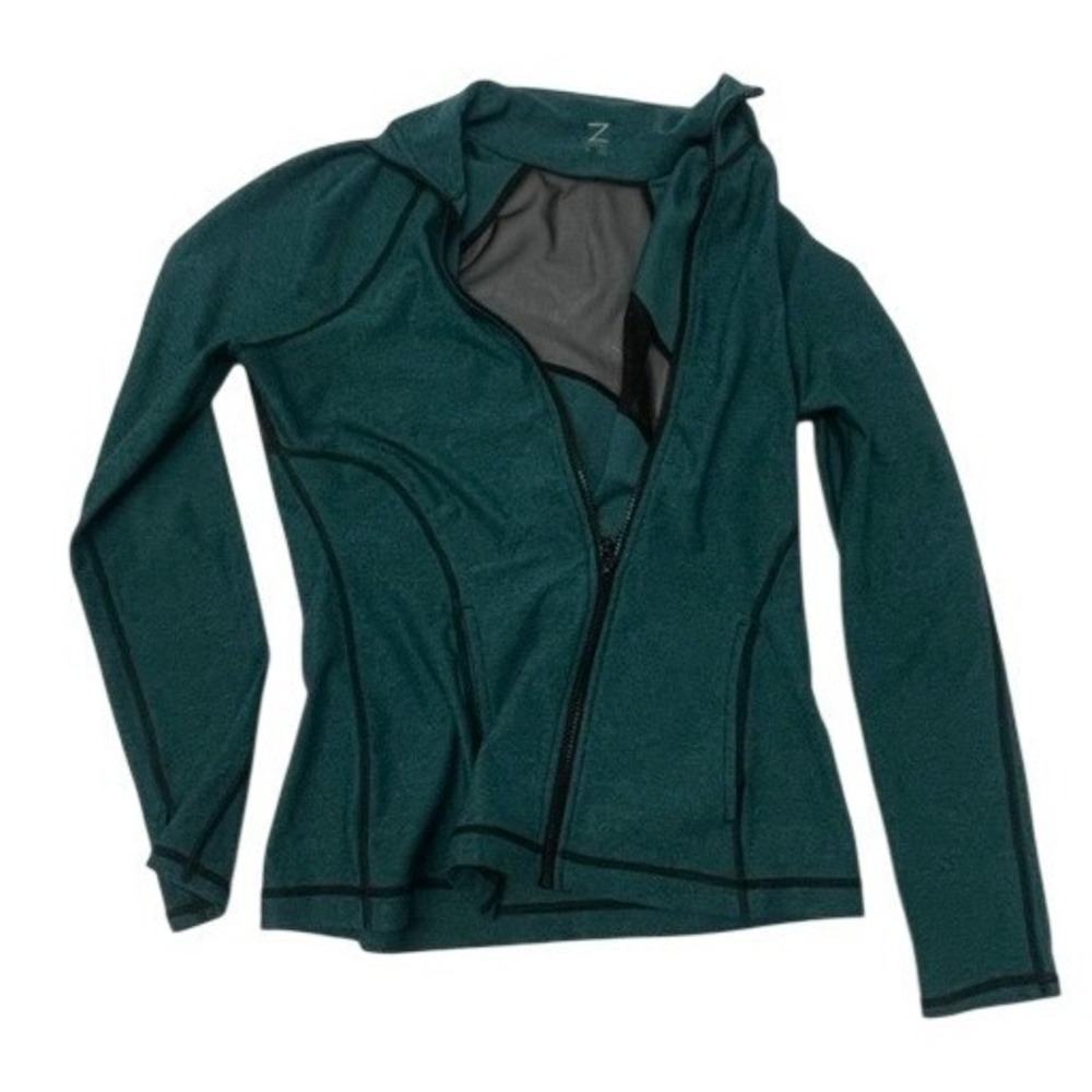 Z by Zella Women's‎ Medium Green Heather Full Zip Mesh Back Athletic Jacket M